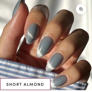 Glamnetic Short Almond Baby Blues Silver and Gray Press-On Nails